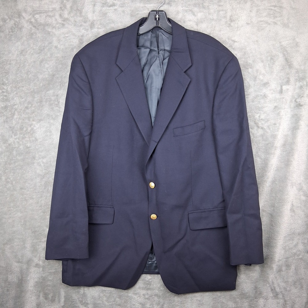 Chaps Ralph Lauren Blazer Mens 46 Navy Blue Gold Buttons Suit Jacket Sport Coat